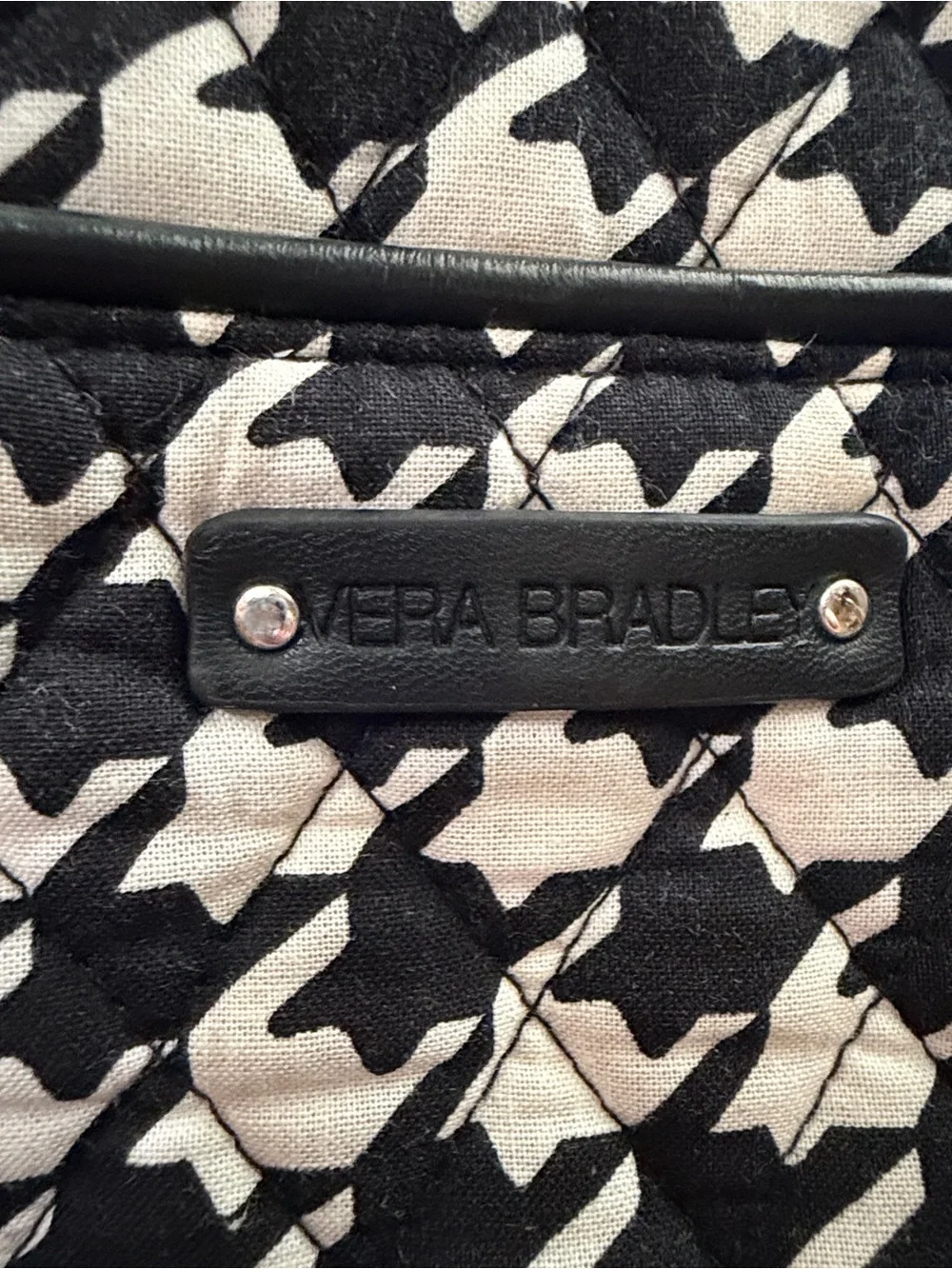 Vera Bradley black & white trapeze trimmed crossbody purse